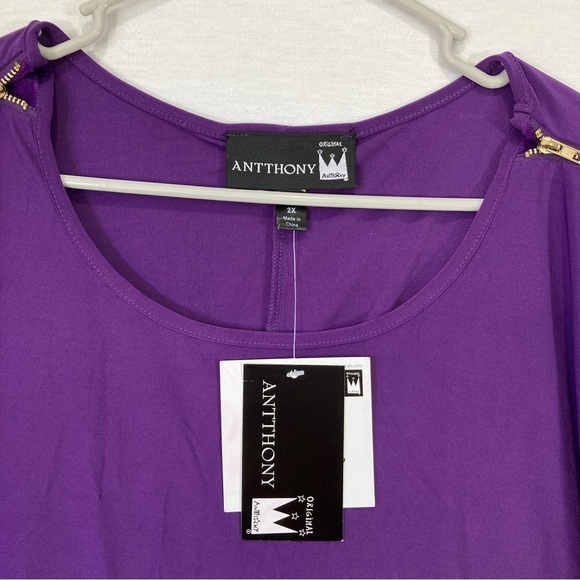 New Antthony Purple Zipper Detail Soft Stretch Casual Top size 2X - Picture 3 of 9